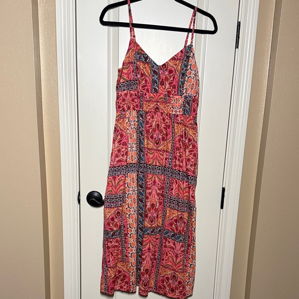 Old Navy Pink and Orange Midi Dress